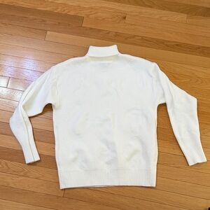 Cream Turtleneck Sweater Textured Knit Pullover Soft Cozy Minimalist